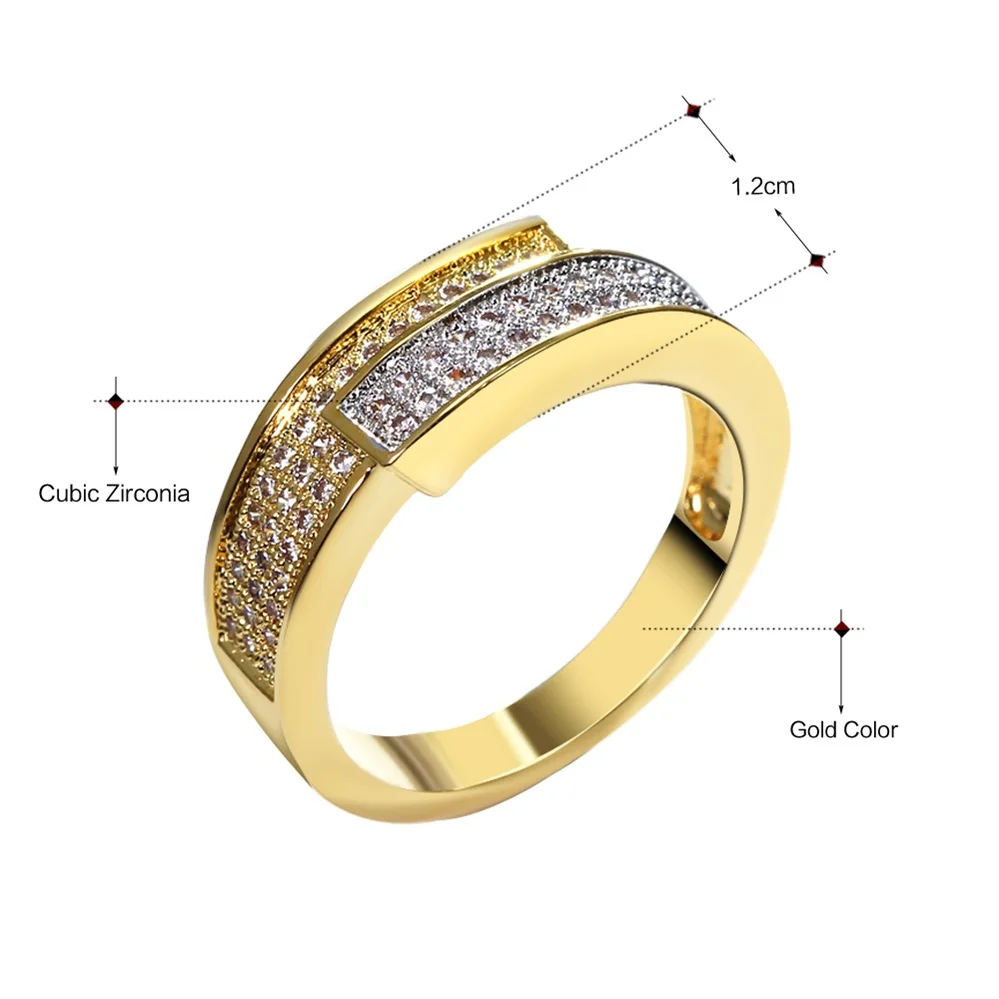 DreamCarnival 1989 Women Engagement Ring Rhodium Two Tones Gold-color New Design Zircon Aniversario Anillos Anel Jewelry YR6448