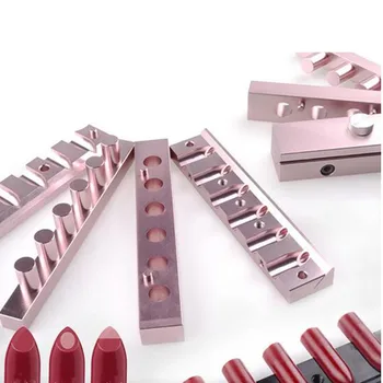 

1 Set New Arrival 4 6 Holes Cavities Lipstick Mould with Rose Red Gold Color Lipstick Making Tool Aluminium Filling Mould