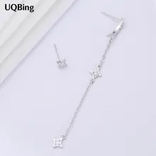 Серебряных серег Moon Star асимметричные серьги-гвоздики из стерлингового серебра 925 пробы для женщин хорошие ювелирные изделия Brincos