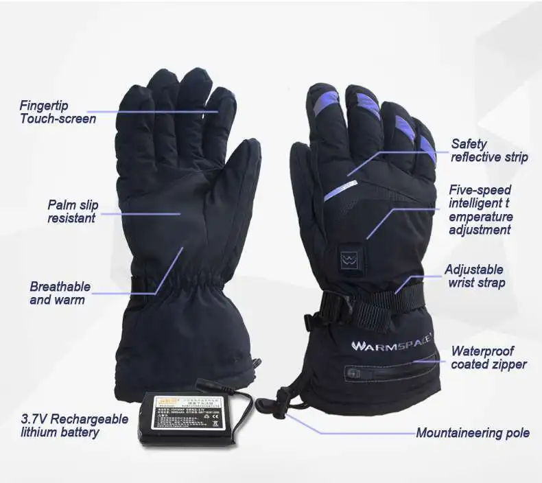 Водонепроницаемые перчатки с подогревом на батарейках для мотоциклистов, охотничьих зимних утеплителей Guantes Moto Luvas Motosiklet Eldiveni, защитные