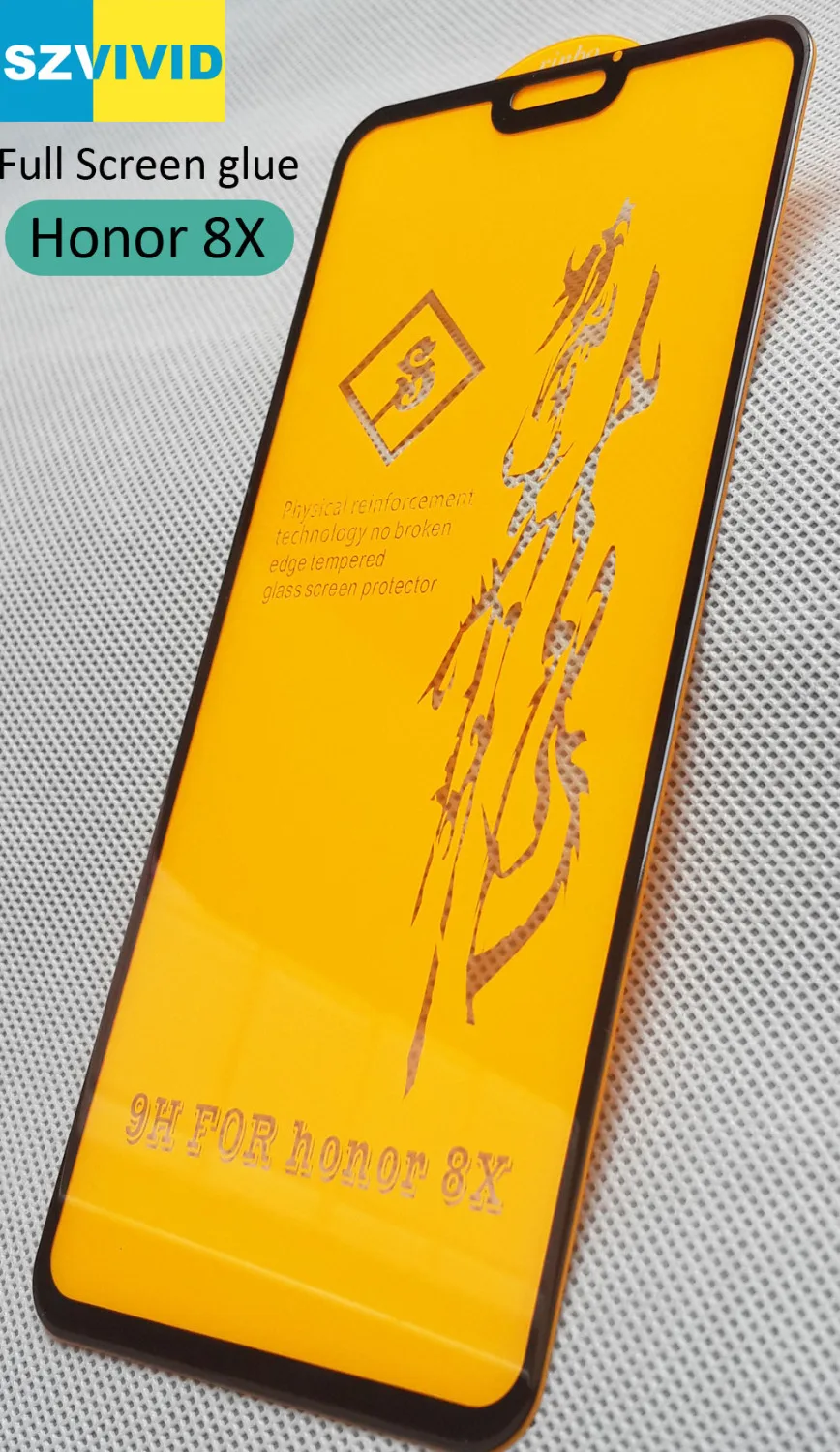 Закаленное стекло на весь экран для Huawei Honor 8X 2.5D изогнутое закругленное
