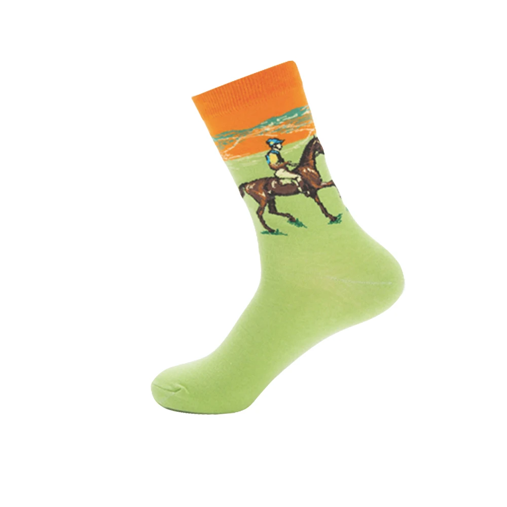 VPM художественные хлопковые мужские носки Harajuku, цветные Веселые носки Ван Гога с рисунком маслом для мужчин, Свадебный Рождественский подарок - Цвет: Небесно-голубой