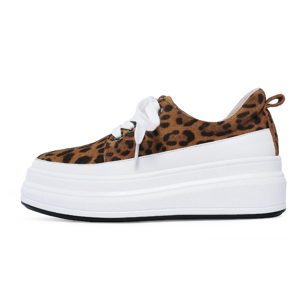 De Pour À Appartements Plate Vache Daim Printemps Jaune Apricot Léopard Dame Annymoli Bout jaune Femmes forme Chaussures En Décontractées Lacets Plat Grande Taille 10 Rond 4 Ybf6gv7y