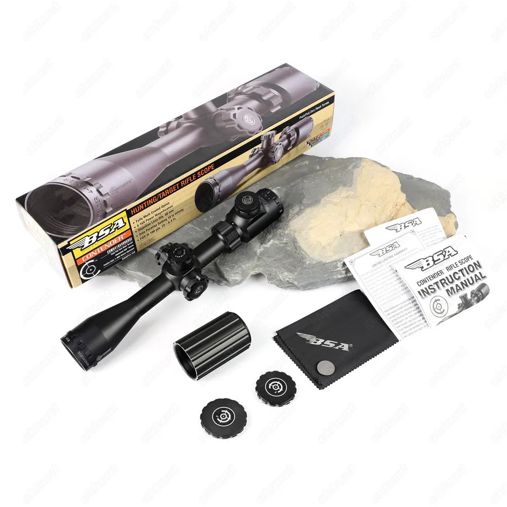 BSA Contender COMD 4-16X40 RGBGE Hunting Riflescopes Side Parallax RGB Mil dot Glass Etched Reticle Turrets Lock Reset Scope (8)