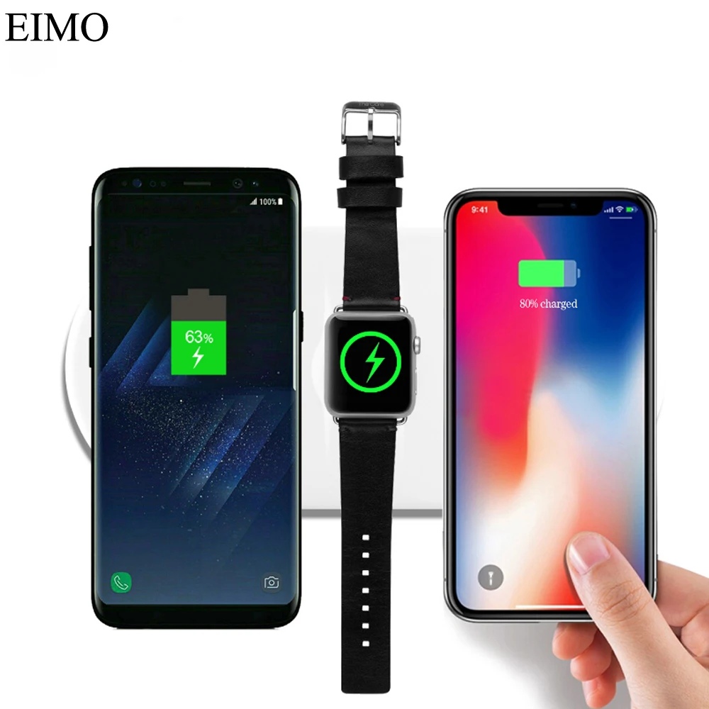 

Qi Charge For apple watch 3 2 1 3 in 1 For iPhone X 8 Plus 10W Quick Fast Wireless Charging Pad For Samsung S8