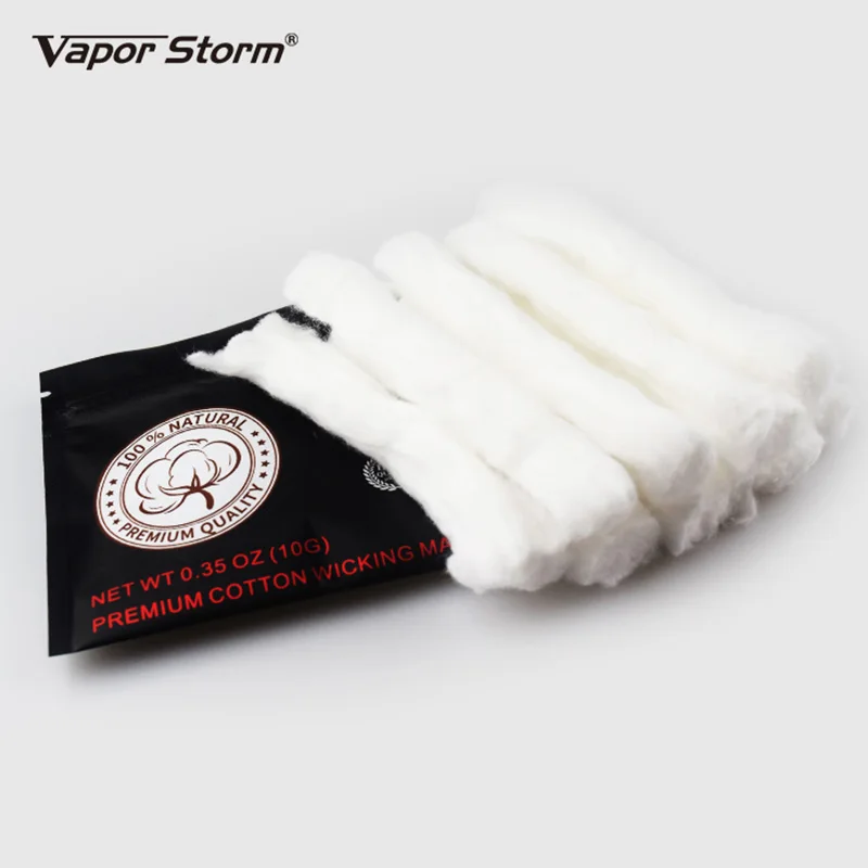 Healthy Organic Vapor Storm Cotton King Coil Wick Heating Wire Cotton 10 Strips 100% Tasteless RDA Cotton vs Cotton Bacon 03