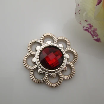 

100pcs Flower Dark Red Acrylic Plastic Buttons DLY on Cellphone Accessory