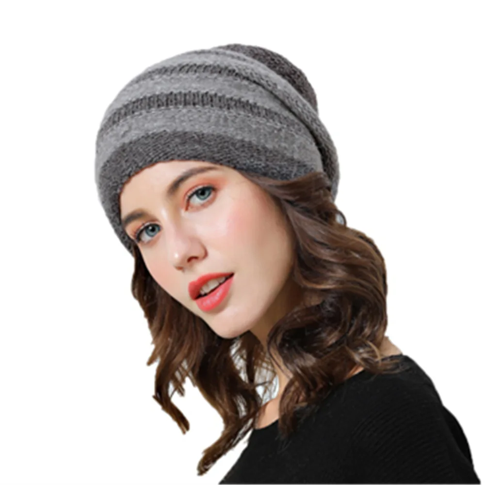 

Hedging Cap warm Hat Women's Knitted Wool Skullies Beanie Soft Cotton Mask Outdoor Fall Winter Female Thick Baggy Bonnet