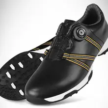 Высокое качество! патент обувь для гольфа мужская водонепроницаемая кожаная обувь со шнуровкой отправить деятельности ногтей автоматические вращающиеся шипы