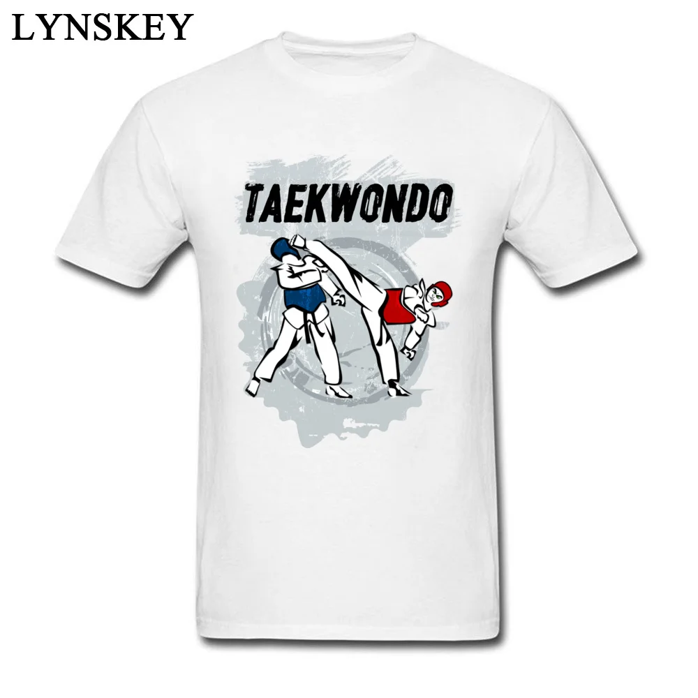 Cheap Print T Shirts Summer Fall 100% Cotton O Neck Tops Shirts Short Sleeve Street Taekwondo Head Kick Cartoon Clothing Shirt Taekwondo Head Kick Cartoon white