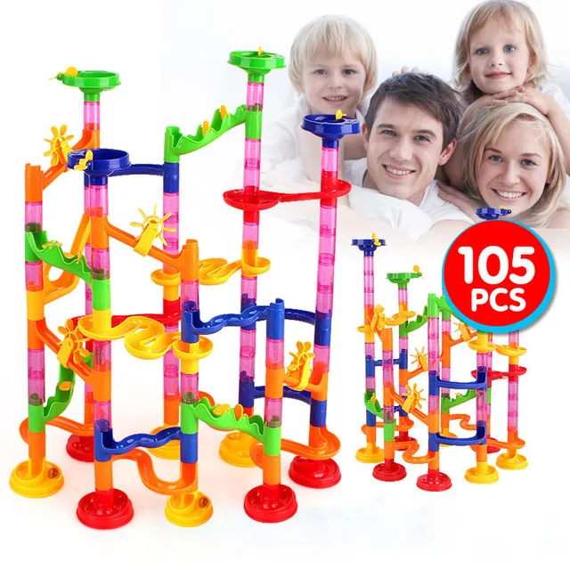 29/50/74/80/91/105Pcs Marble Race Run Building Blocks Toys Tubular Track Maze Ball Rolling Toy Children DIY Toy Blocks Kids Gift 1