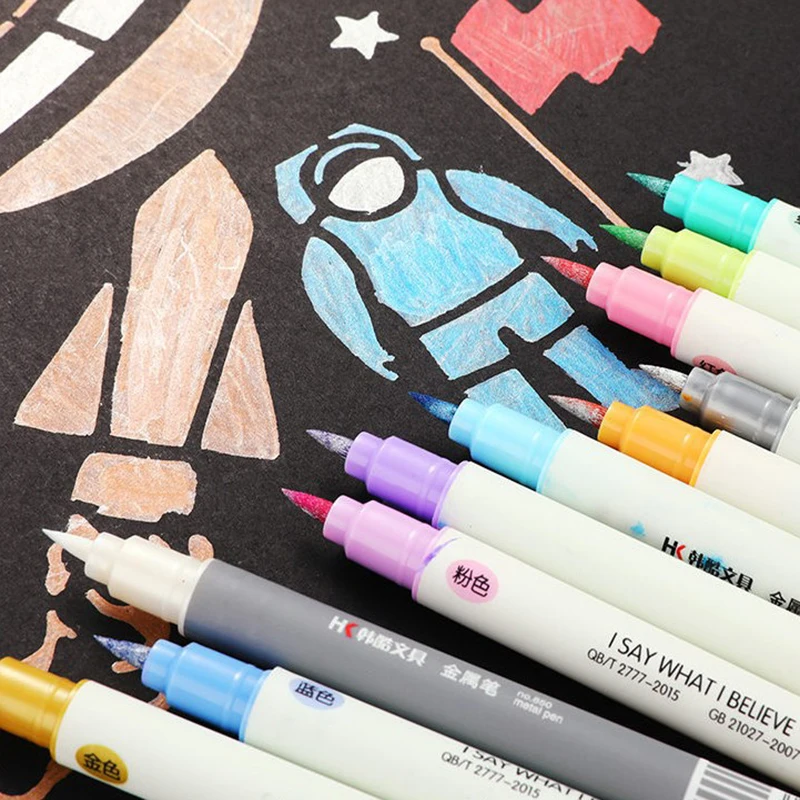 12 цветов металлическая цветная ручка для каллиграфического письма карандаш для рисования каллиграфии мягкая ручка материал Канцтовары Школьные принадлежности