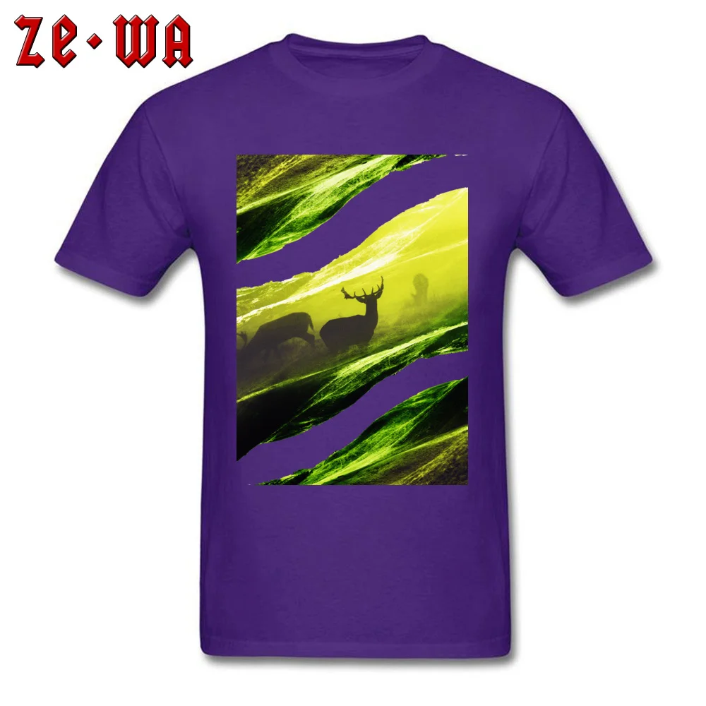 Fashionable Short Sleeve Tops Tees Summer Fall Crew Neck Pure Cotton Men T-Shirt Oh Deer Green Fashionable Top T-shirts Newest Oh Deer Green purple