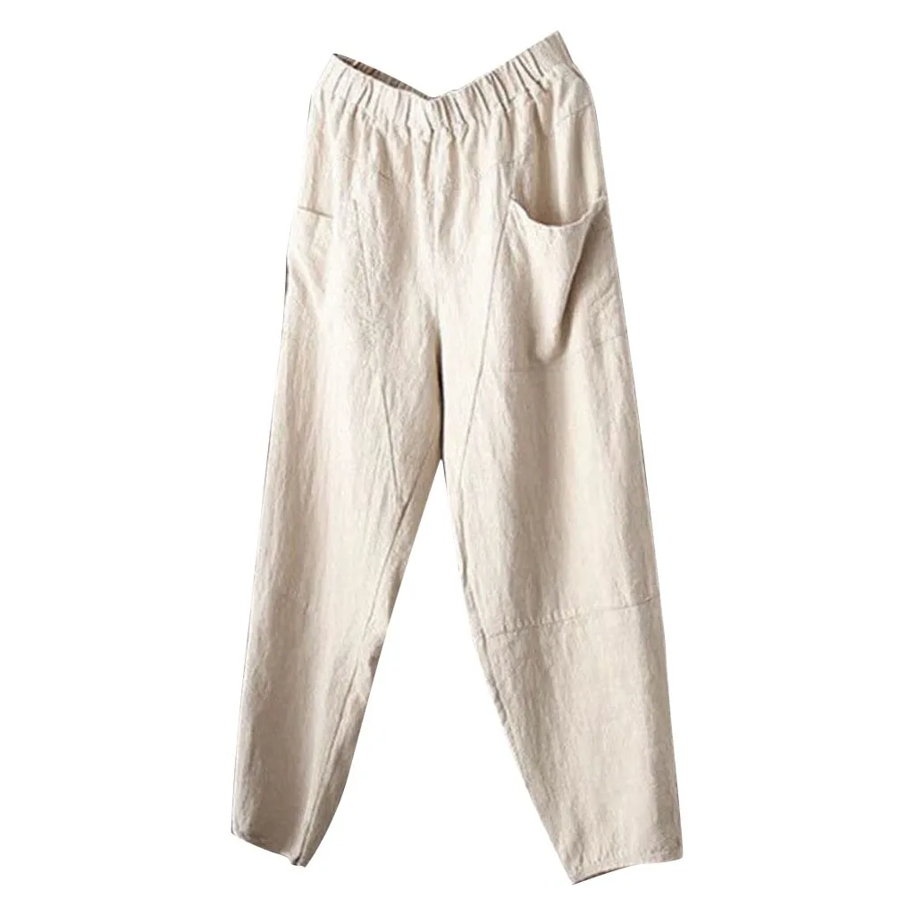 Men's Summer New Style Simple And Fashionable Pure Cotton And Linen Trousers - Цвет: Белый