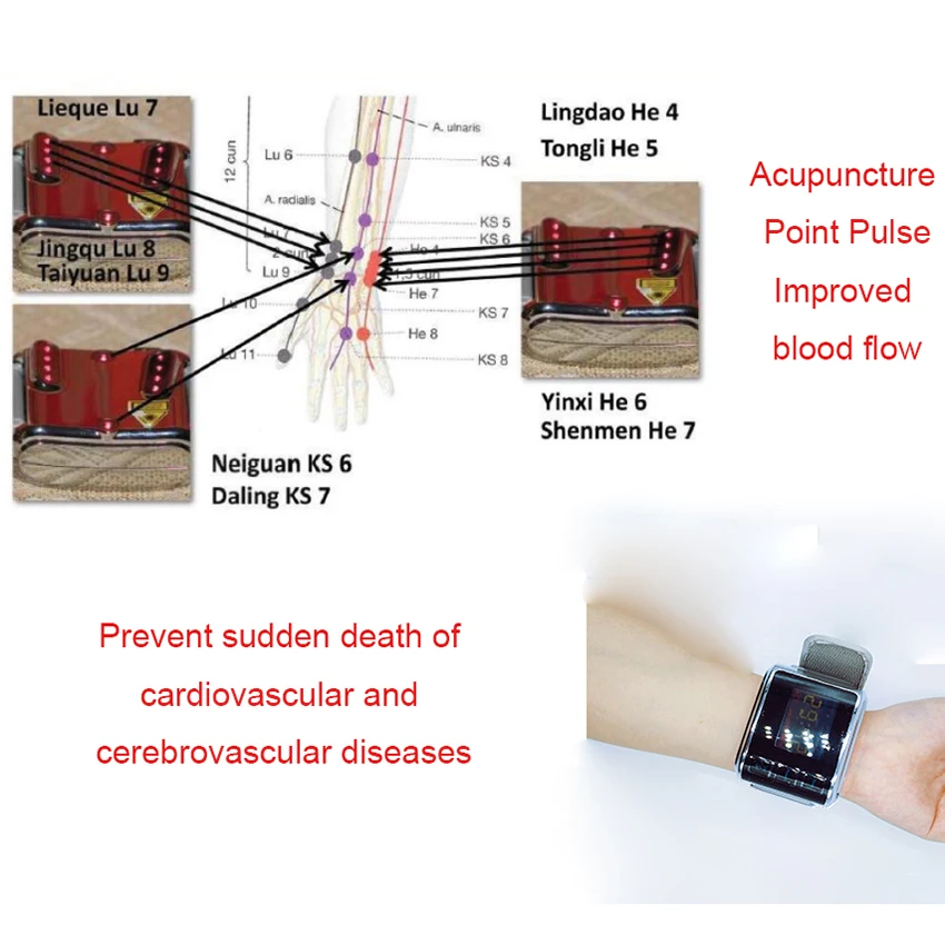 ATANG Watch Laser Tens Acupuncture Therapy Cure Diabetes Rhinitis Tinnitus Laser Watch Physical Device Cardiovascular Disease
