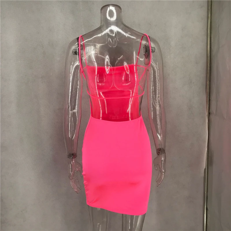 Розовое неоновое мини-облегающее Бандажное платье с шипами Kyliejenner, сексуальные платья с открытой спиной, вечерние платья, одежда для ночного клуба, Прямая поставка