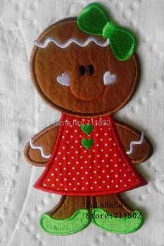 

Big size Gingerbread sisters iron on patches kid Christmas biker vest patch Embroidered Applique Badg party supplies