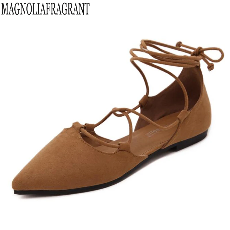 

European and American fashion women's shoes 2019 spring and summer flat shoes new cross straps single shoes pointed c414
