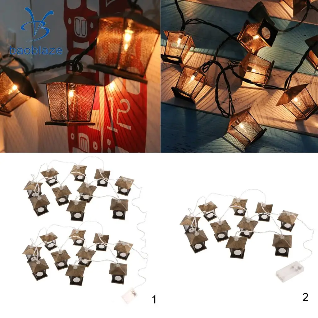 Antique Iron Net House Fairy Light String Lamp For Xmas Balcony