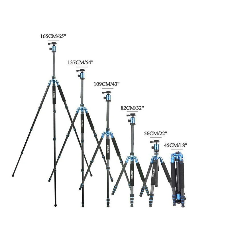 Штатив ZOMEI Z818C для камеры, монопод из углеродного волокна, дорожный штатив с шаровой головкой 360 градусов и сумкой-подставкой для SLR DSLR цифровой камеры