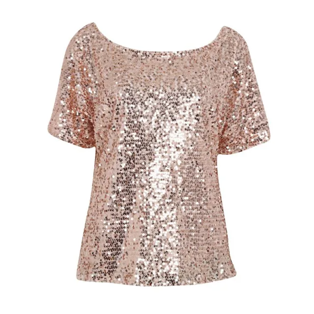 US $8.80 N 2020 Women Lady Sequin Stitching Blouse Fashion Bling 3/4 Sleeve Shirt Tops Summer Shirt Women Cl
