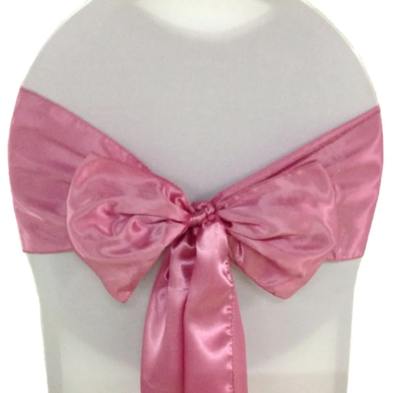

High Quality Dusty Pink Satin Chair Sashes For Wedding Party Events Decoration Satin Butterfly Chair Tie