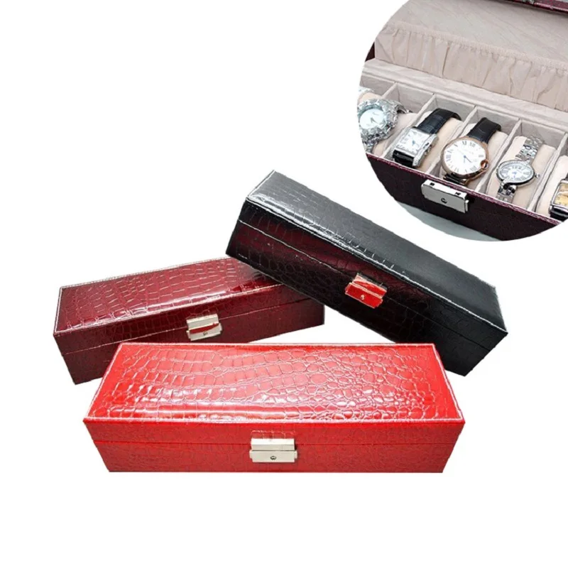 

Black Leather Watch Box Case Serpentine Buckskin Cashmere for Men Wrist Display Jewelry Organizer Storage Shipping From Russia