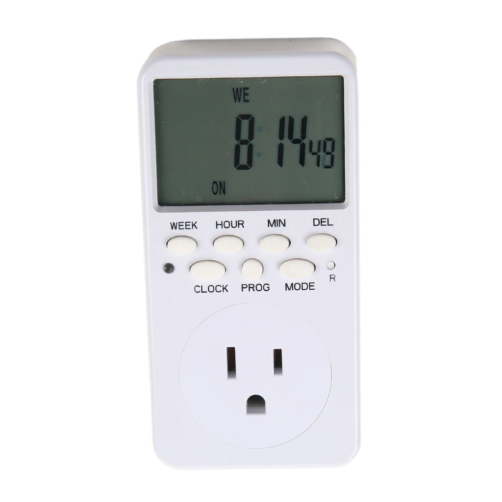 7 Day / 24 Hour Programmable Digital Weekly Light Switch Timer US Plug for Home Appliance Electrical Outlet Socket