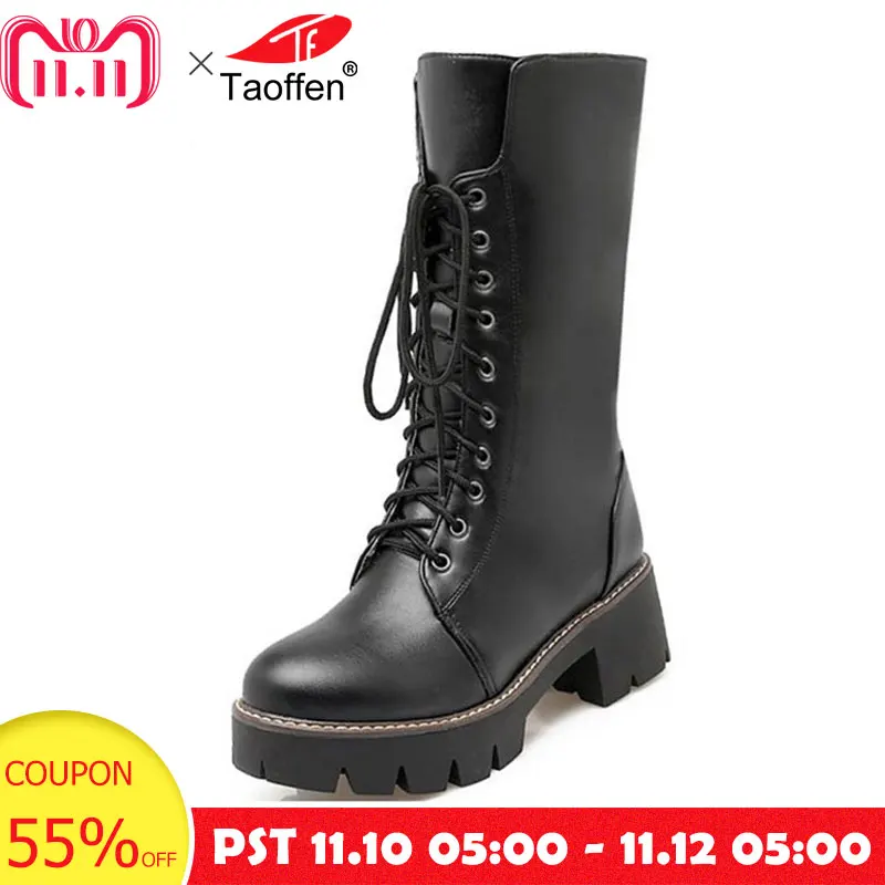 Taoffen Women Winter Boots Woman Round Toe Platform Knee Boots Ladies Winter Warm Thick Fur Martin Boot Woman Shoes Size 34-43 цена Taoffen Women Winter Boots Woman Round Toe Platform Knee Boots Ladies Winter Warm Thick Fur Martin Boot Woman Shoes Size 34-43 цены онлайн