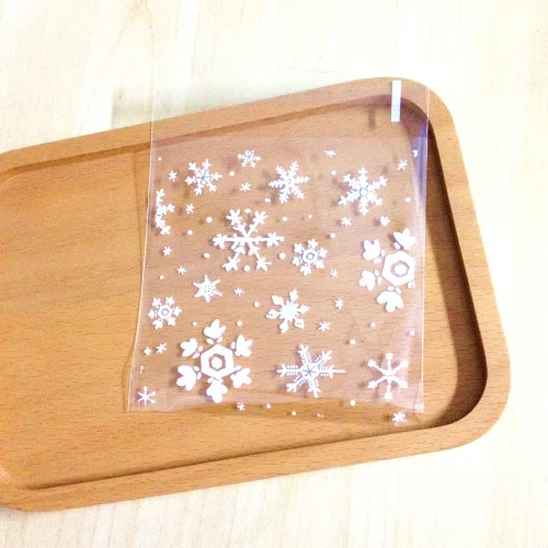 Free shipping opp self adhesive Christmas theme transparent snow flake pattern decoration dessert cookie bags package supplies | Дом и сад