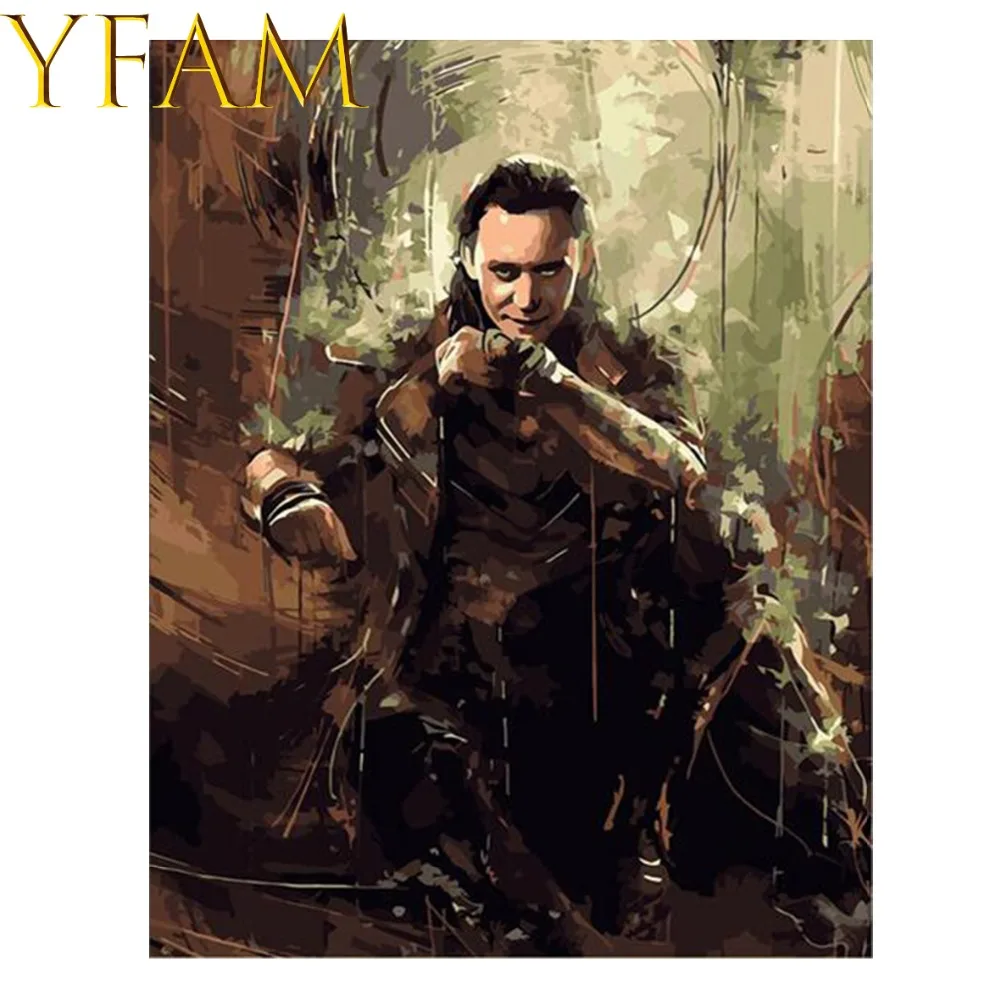 

Movie The Avengers Loki Painting By Numbers Acrylic DIY Hand Paint Drawing Modern Home Decor Wall Picture Artwork
