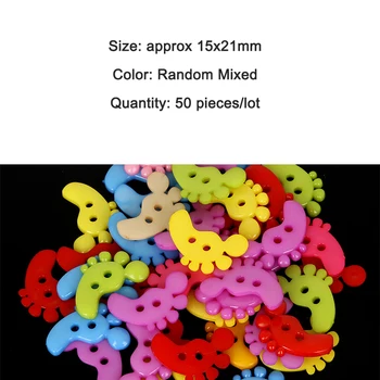 

Random Mixed Cartoon Foot Plastic Decorative Buttons For Sewing Clothing garment DIY Scrapbooking Craft home decor 50pcs 15x21mm