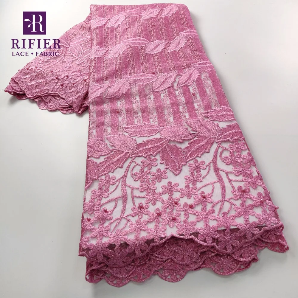 Фиолетовый цвет тюль украшенный бисером ткань вышитая сетка Высокое качество Кружева французские нигерийские кружева с сеткой ткани для свадебных платьев