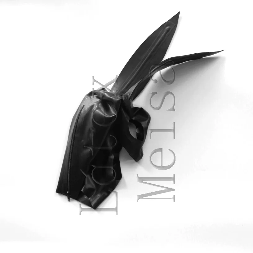 

Sexy women's animal rabbit Fetish latex hoods in black color with 100% natural latex materials