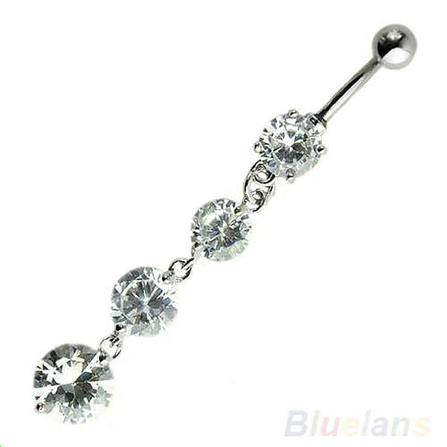 

Steel Stainless Crystal Rhinestone Pendant Belly Navel Button Ring Body Piercing 02SJ