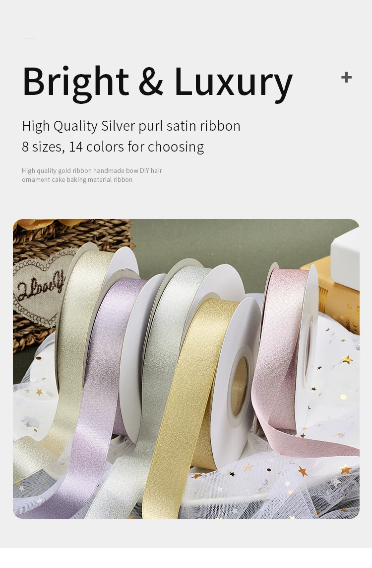 YAMA Silver Purl Satin Ribbon 19 22 25 38 mm 3/4