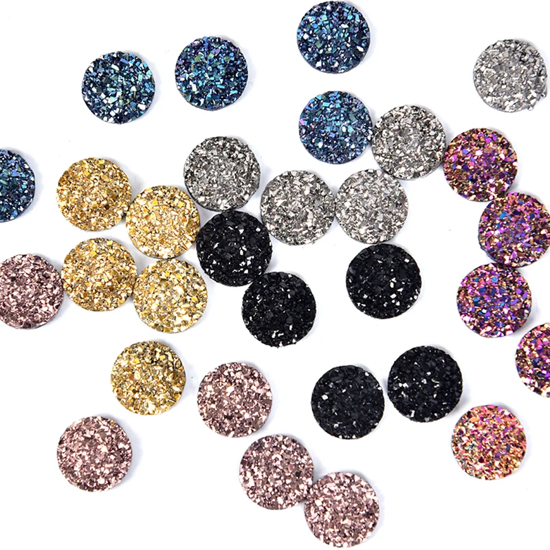 

Fashion 50pcs 12mm Mix Colors Natural Stone Convex Series Flat Back Resin Cabochons Jewelry Accessories Wholesale Supplies