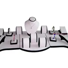 Ювелирные изделия дисплей ожерелье стенд ассорти цветов Ювелирные наборы серьги кольцо держатель белый PU с черным бархатом