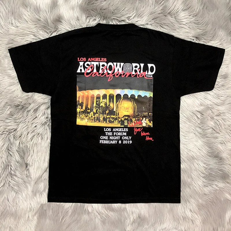 Футболка с изображением Трэвиса Скотта ASTROWORLD LA Forum Los Angeles Tour с коротким рукавом 1:1 Высокое качество Мужская и женская футболка в стиле хип-хоп ASTROWORLD - Цвет: 6