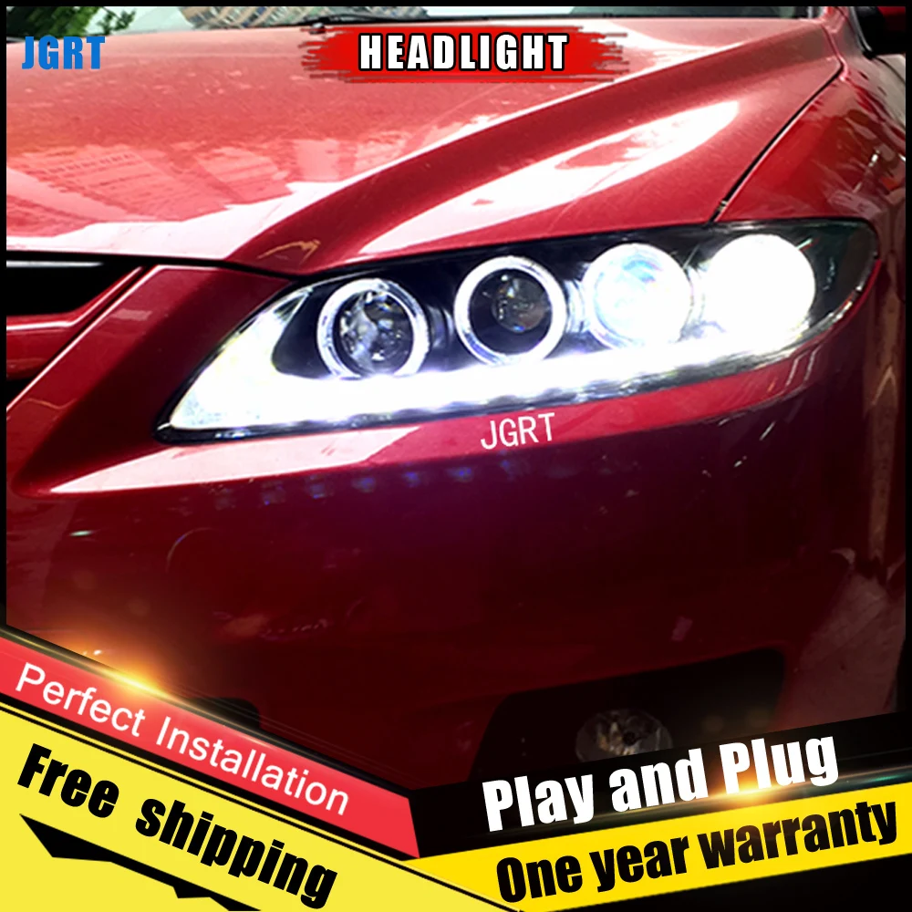 2 шт. автомобильный стиль светодиодный фары для Mazda 6 2003- для Mazda 6 Головной фонарь светодиодный DRL Объектив двойной луч H7 HID Xenon bi xenon объектив