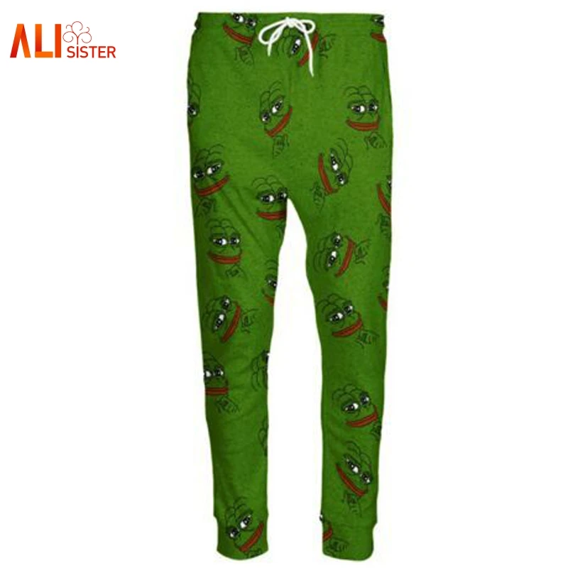 Koop Alisister 3D Pepe Kikker Joggers Broek Mannen Vrouwen Grappige Cartoon Broek Joggingbroek Herfst Herfst Winter Stijl Broek Dropshipping