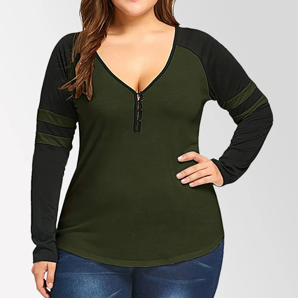 

Women Plus Size Stripe Patchwork Long Sleeve Button Blouse Pullover Tops Shirt drop shippping B29 35