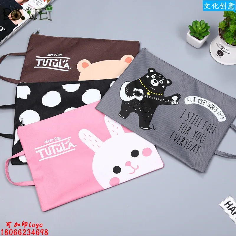

Creative cartoon A4 portable zipper envelope to Oxford cloth Filing Products