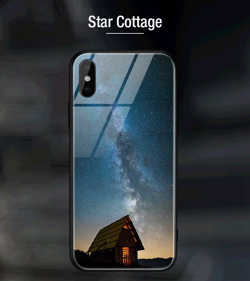 Hisomone Star Space Phone Case For iphone X Cute Patterned Tempered Glass Cover For iPhone 7 8 Plus 6 6S Soft Edge Silicone Capa