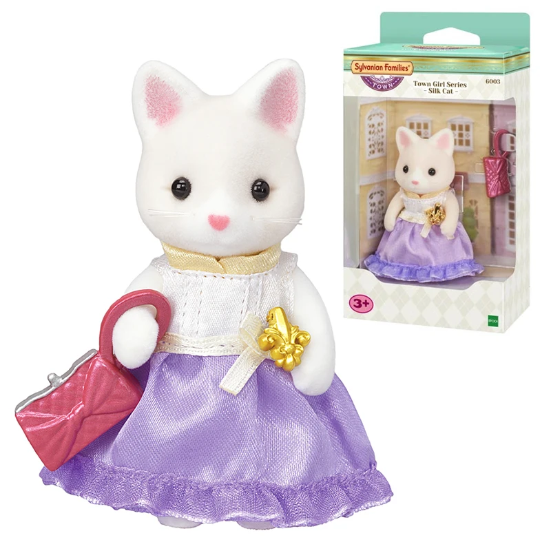 Sylvanian Family пушистый кукольный домик с животными фигура шелк кошка сестра/мама