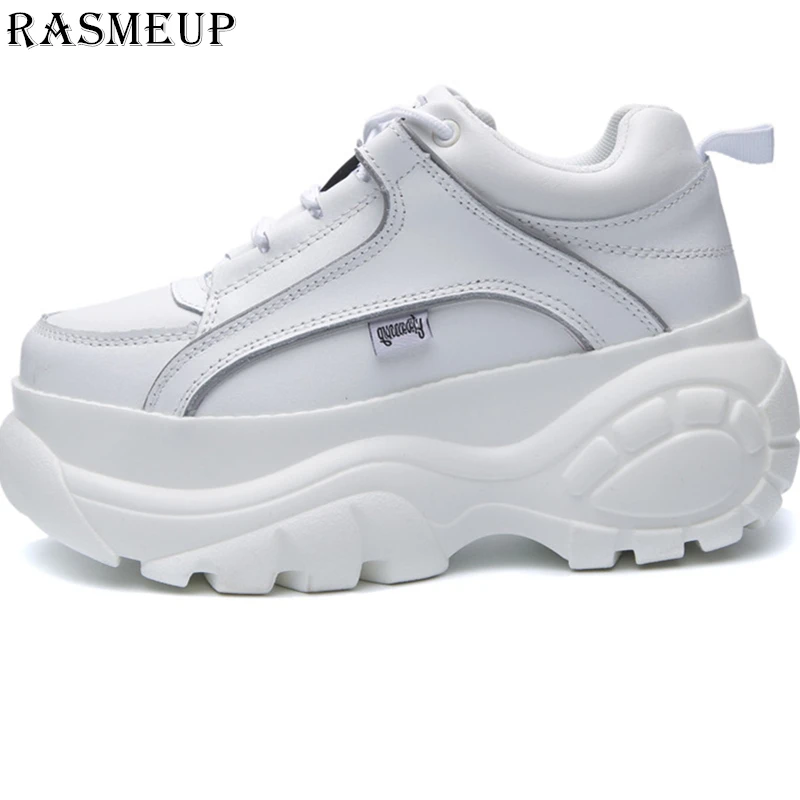 RASMEUP Women Genuine Leather Chunky 