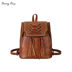 Tonny Kizz винтажный рюкзак для женщин с кисточками школьные сумки для подростков женский кожаный рюкзак женский рюкзак для путешествий Mochila
