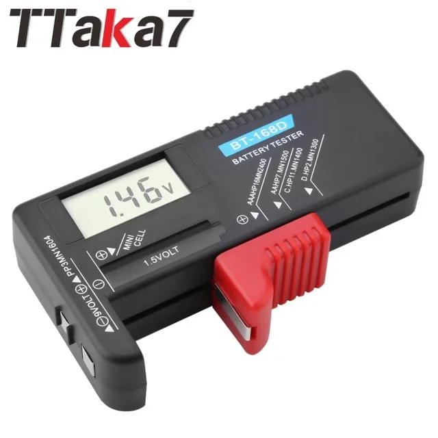 

TTAKA7 Digital Battery Tester Universal Electronic Battery Checker for AA AAA 9V Button Cell Multi Size Volt Meter Measuring