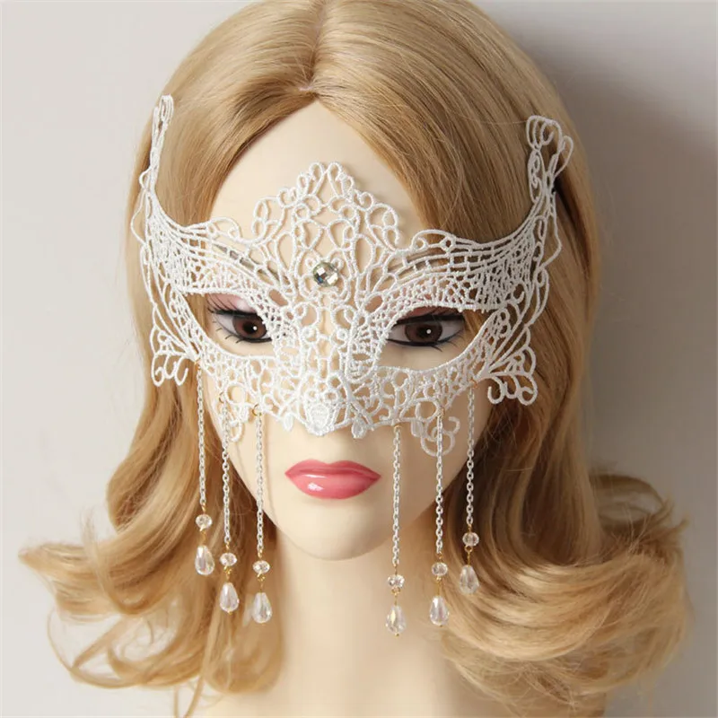 

Takerlama Sweet Lolita Lace Veil Mask Face Mask Dance Ball Lace Gem Princess Wedding Dress Accessories COS Drag Party Ornaments