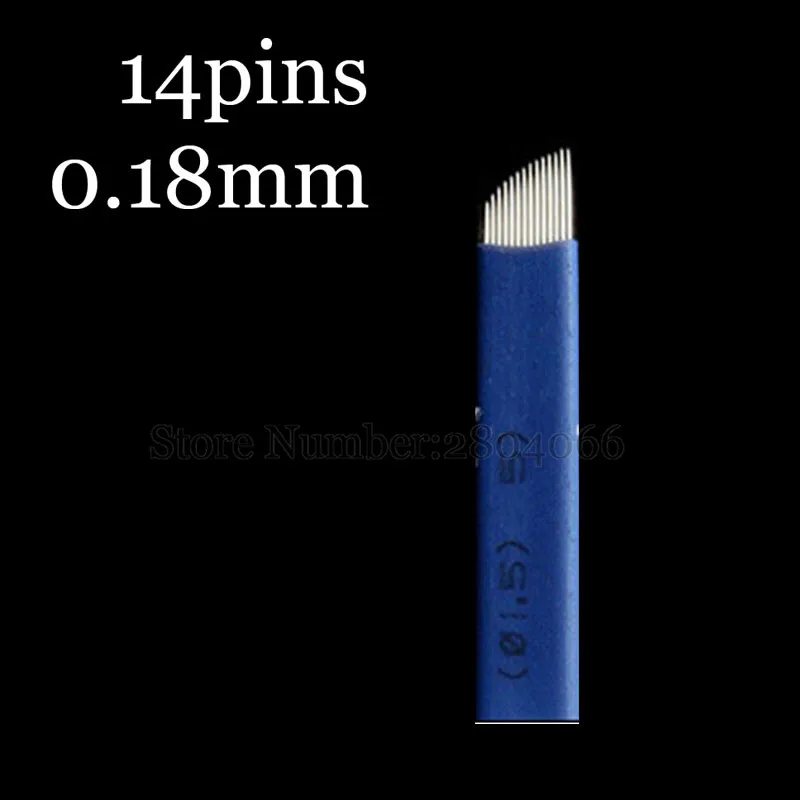 0 18 мм 50 шт. Lamina Tebori 14 pin синяя игла микроблейдинг лезвие Перманентный макияж